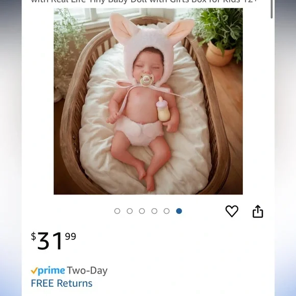 Adorable Reborn Baby Doll with Brown Hair and Cream Outfit - Picture 10 of 10